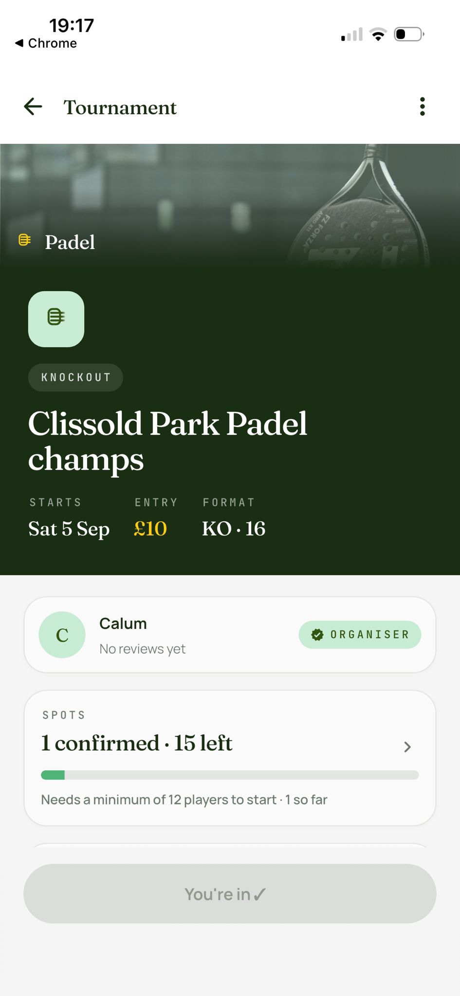 A Playtopus tournament bracket on a phone